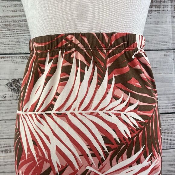 Antthony Skirt Plus size 1X Brown Coral Slinky Tropial High Low Stretch Cruise - Picture 4 of 11
